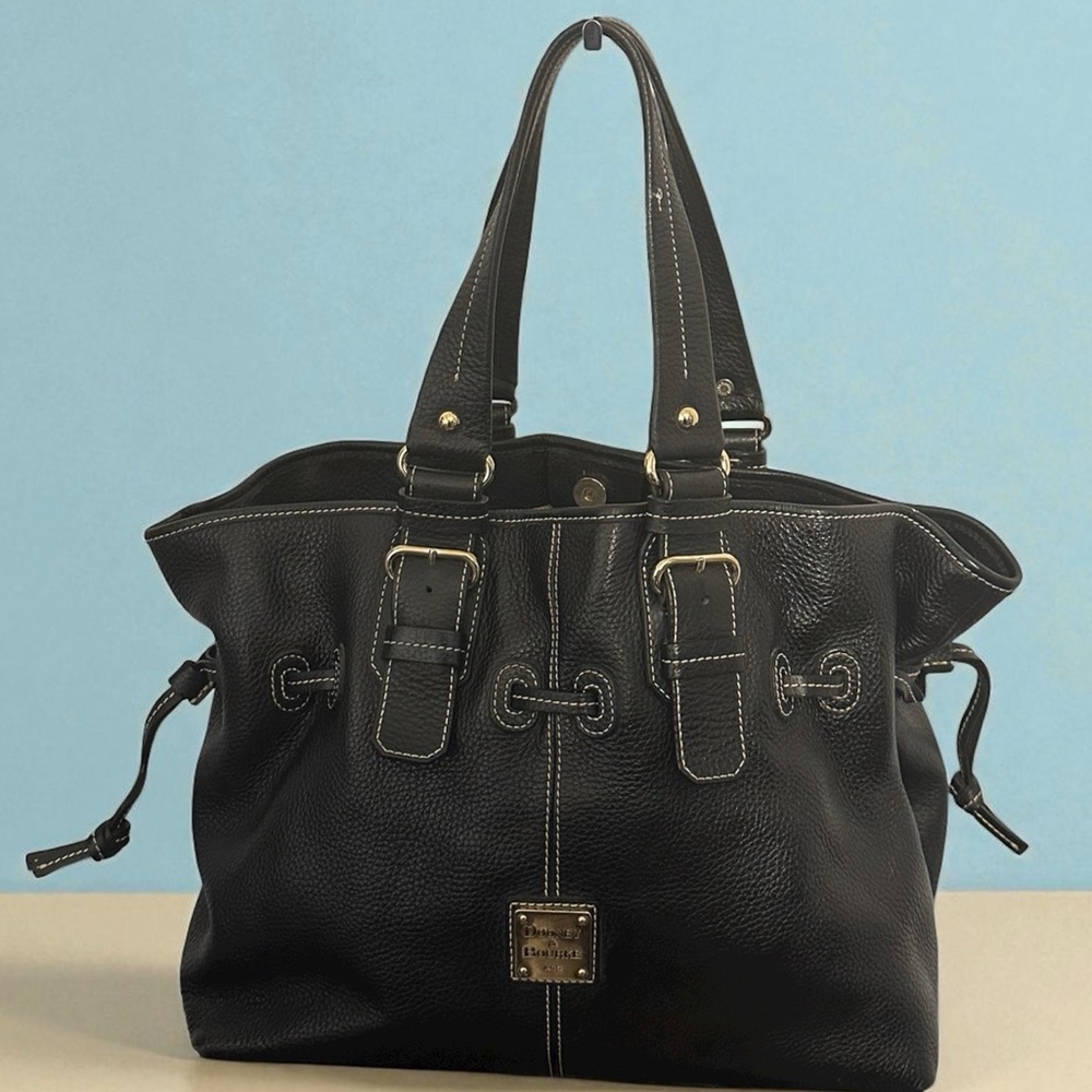 Dooney & Bourke Chiara Black Pebbled Leather Satchel Shoulder Bag